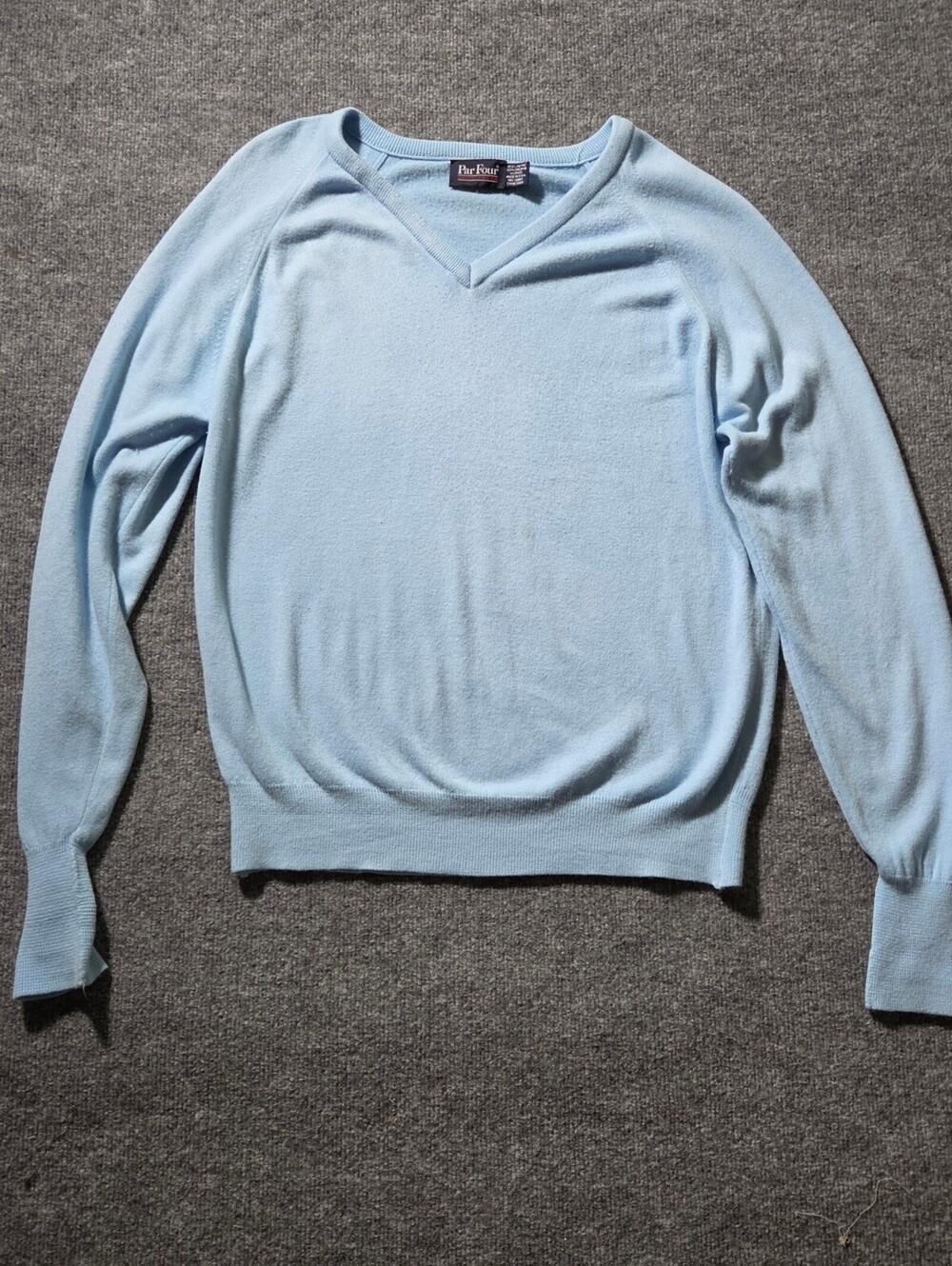 Par Four Light Blue V-Neck Acrylic Sweater Size Large